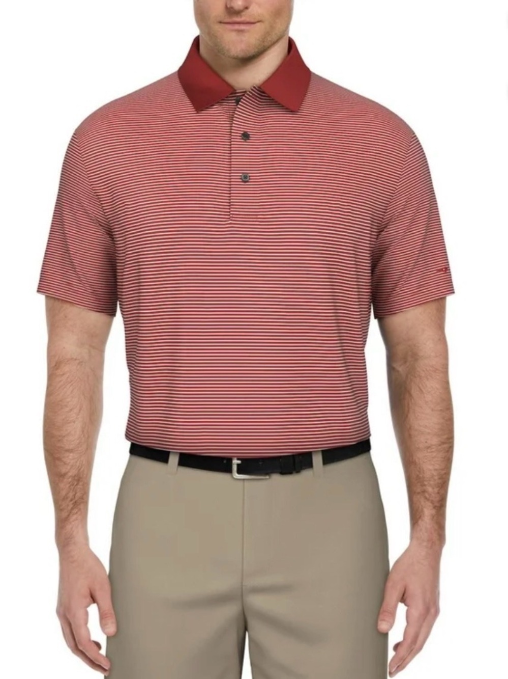 Fore! Grand Slam Performance Like New Mens XL Red White Stripe Wicking Golf Polo